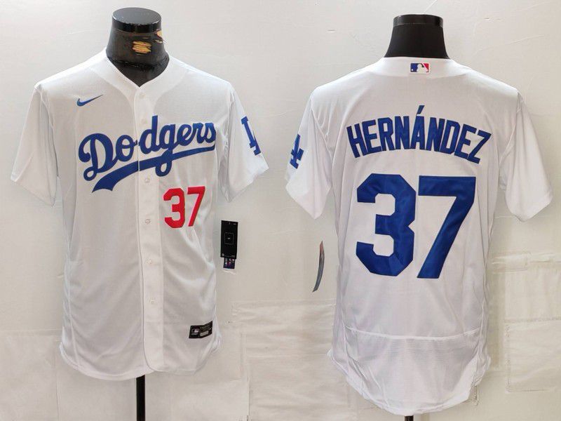 Men Los Angeles Dodgers #37 Hernandez White Nike Elite 2024 MLB Jersey style 7262->los angeles dodgers->MLB Jersey